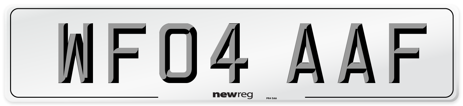 WF04 AAF Number Plate from New Reg